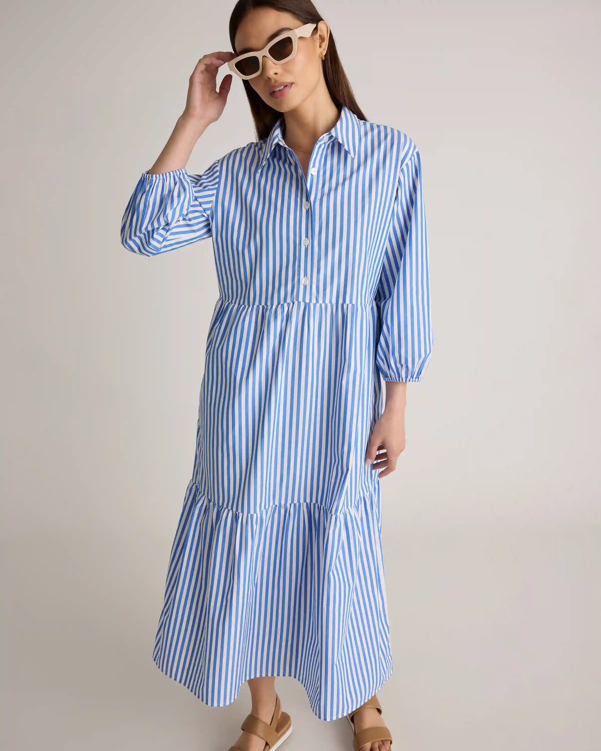 100% Organic Cotton Poplin Midi Tunic Dress