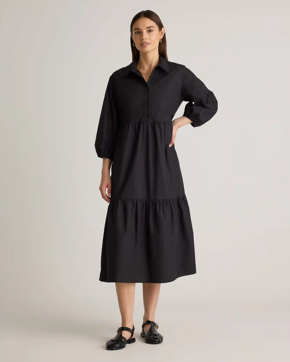 100% Organic Cotton Poplin Midi Tunic Dress