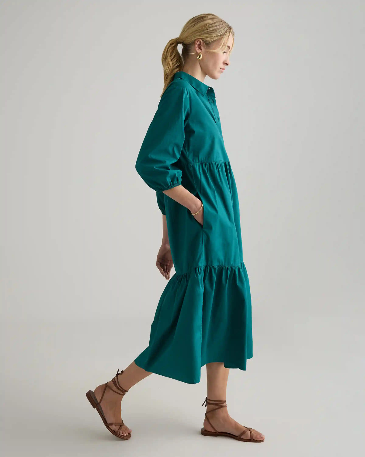 100% Organic Cotton Poplin Midi Tunic Dress