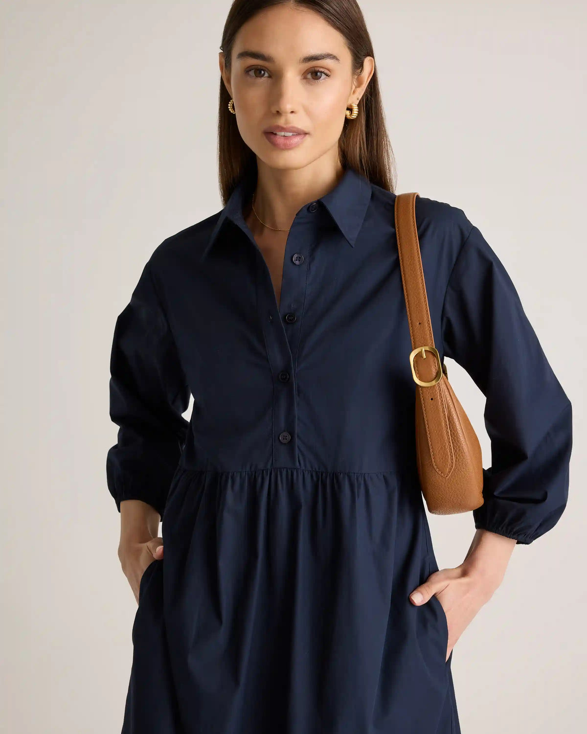 100% Organic Cotton Poplin Midi Tunic Dress