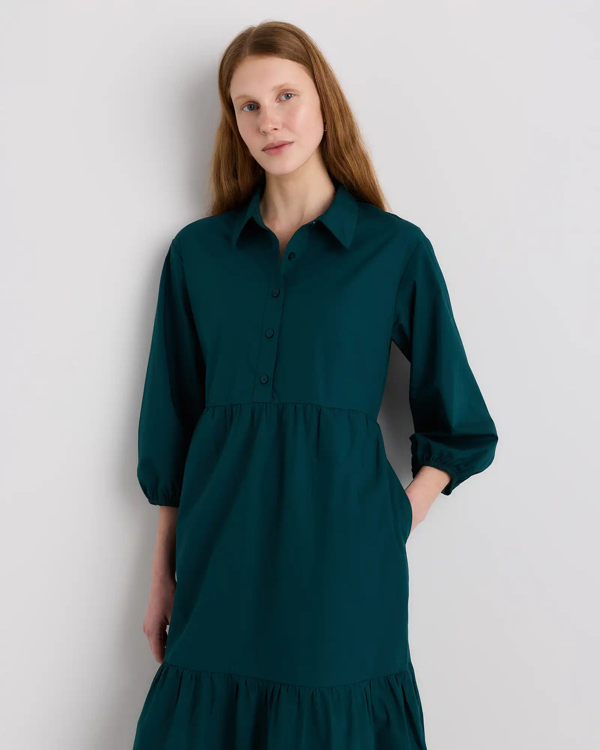 100% Organic Cotton Poplin Midi Tunic Dress