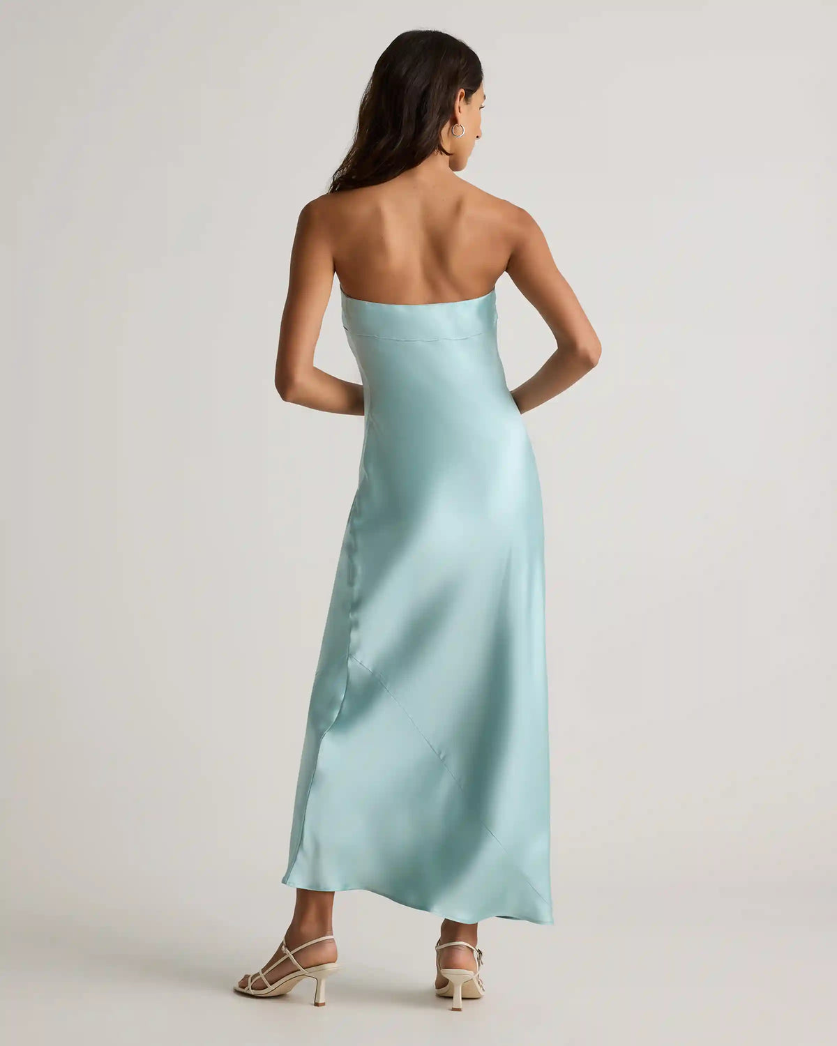100% Washable Silk Strapless Midi Dress