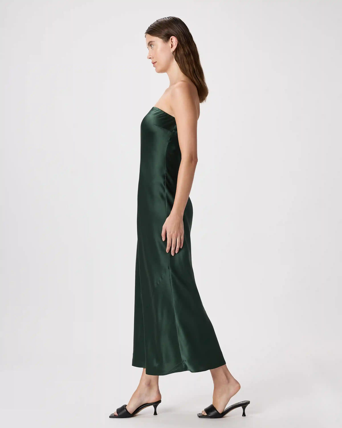 100% Washable Silk Strapless Midi Dress