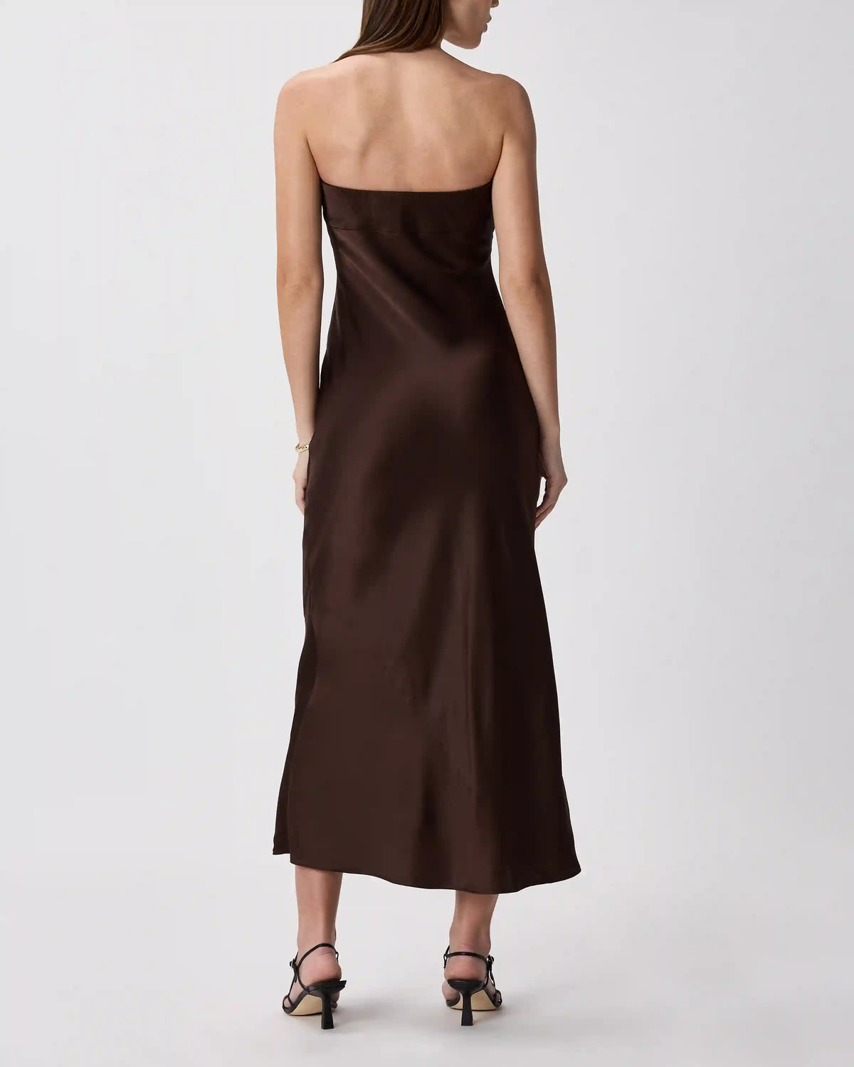 100% Washable Silk Strapless Midi Dress