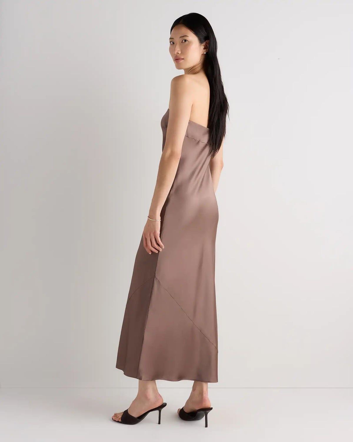 100% Washable Silk Strapless Midi Dress