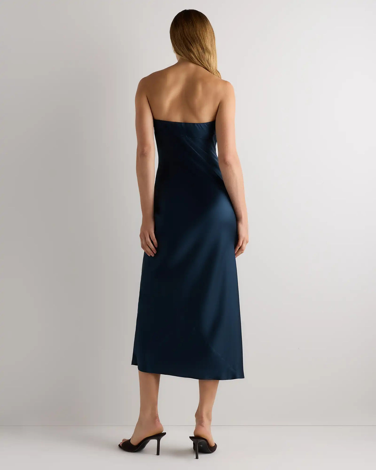 100% Washable Silk Strapless Midi Dress