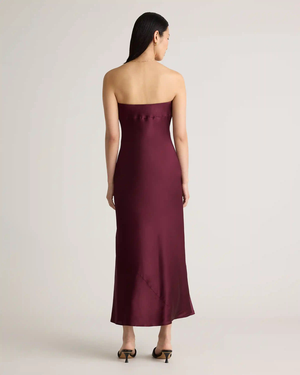 100% Washable Silk Strapless Midi Dress