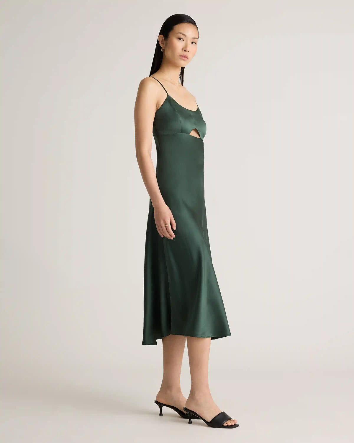 100% Washable Silk Cutout Midi Slip Dress