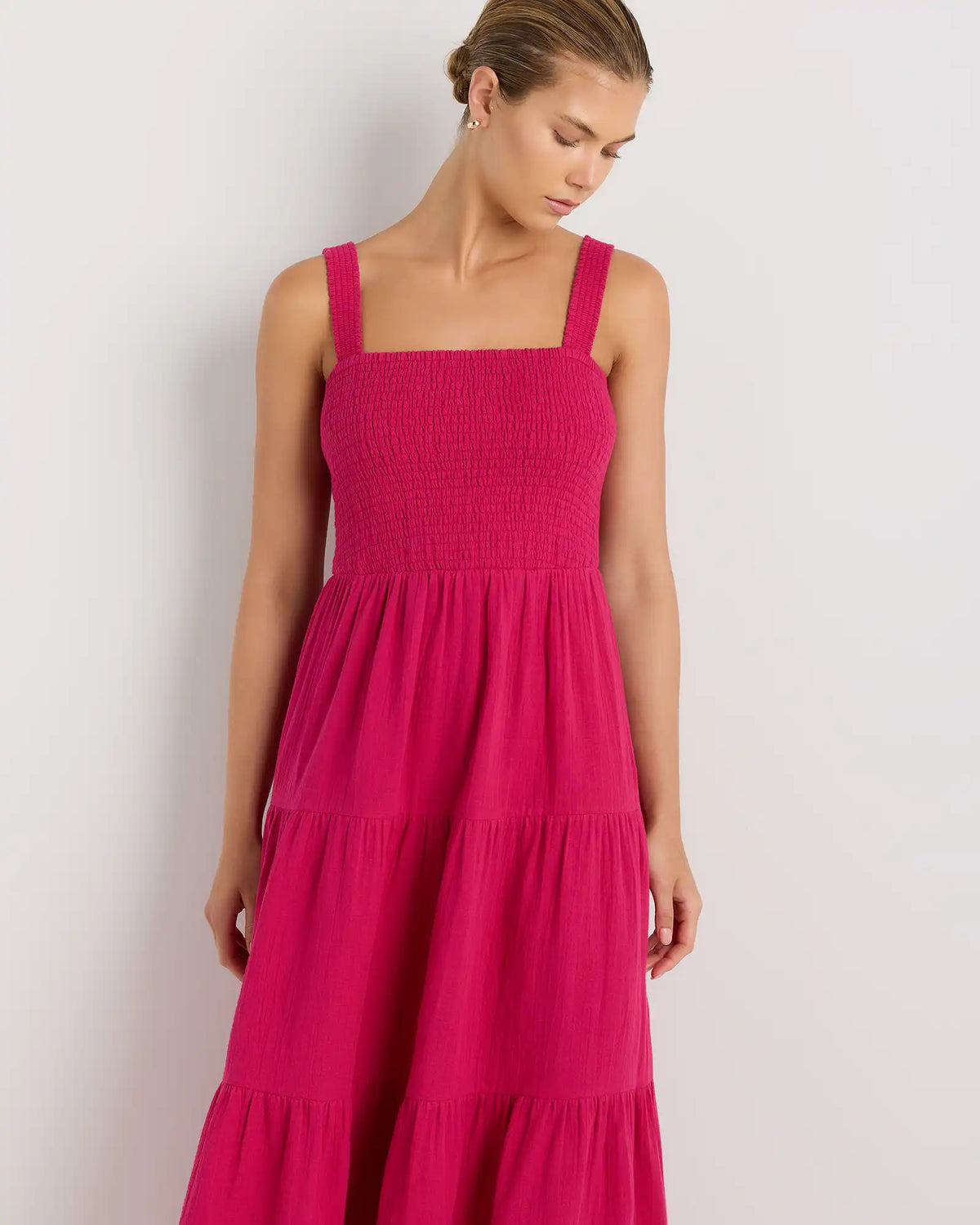 100% Organic Cotton Gauze Smocked Sleeveless Maxi Dress