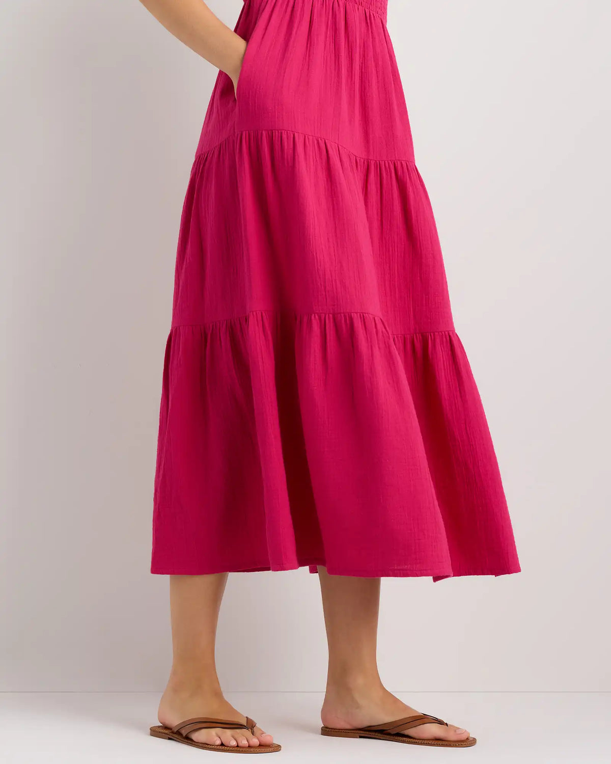 100% Organic Cotton Gauze Smocked Sleeveless Maxi Dress