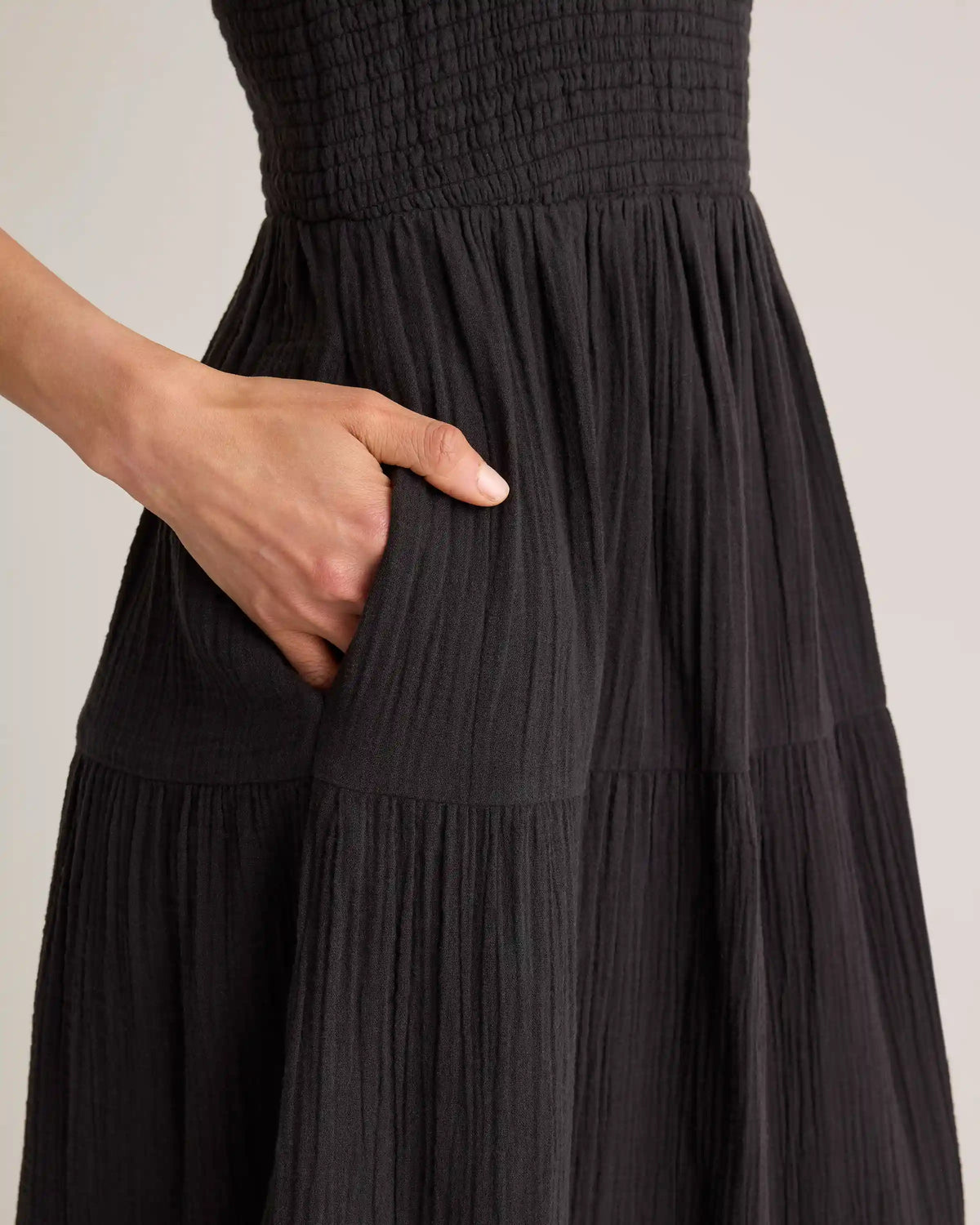 100% Organic Cotton Gauze Smocked Sleeveless Maxi Dress