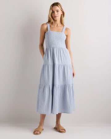 100% Organic Cotton Gauze Smocked Sleeveless Maxi Dress