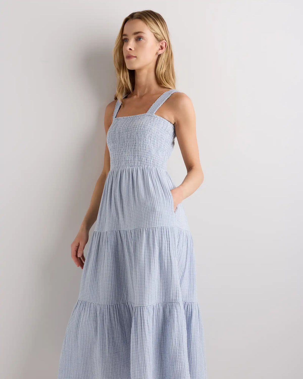 100% Organic Cotton Gauze Smocked Sleeveless Maxi Dress