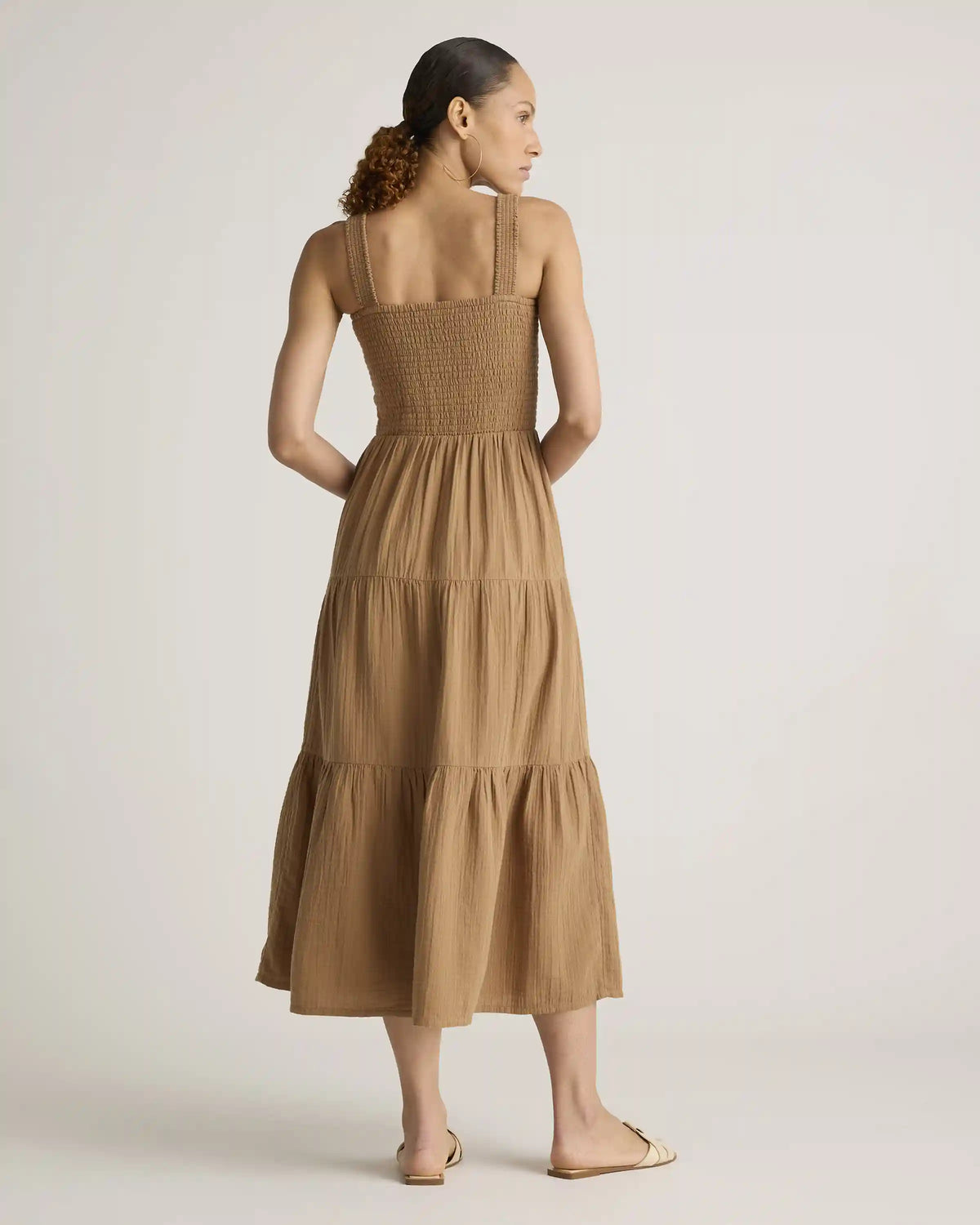 100% Organic Cotton Gauze Smocked Sleeveless Maxi Dress