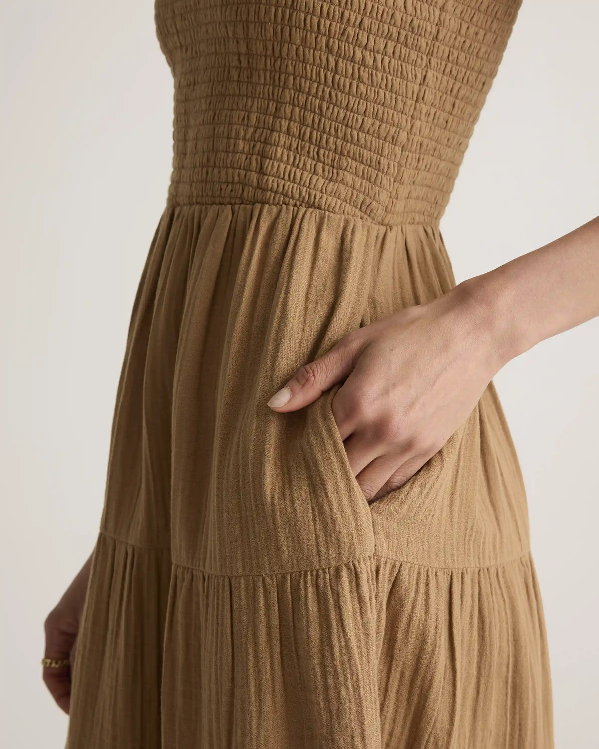 100% Organic Cotton Gauze Smocked Sleeveless Maxi Dress