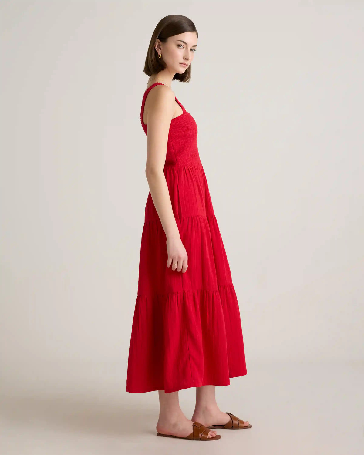 100% Organic Cotton Gauze Smocked Sleeveless Maxi Dress