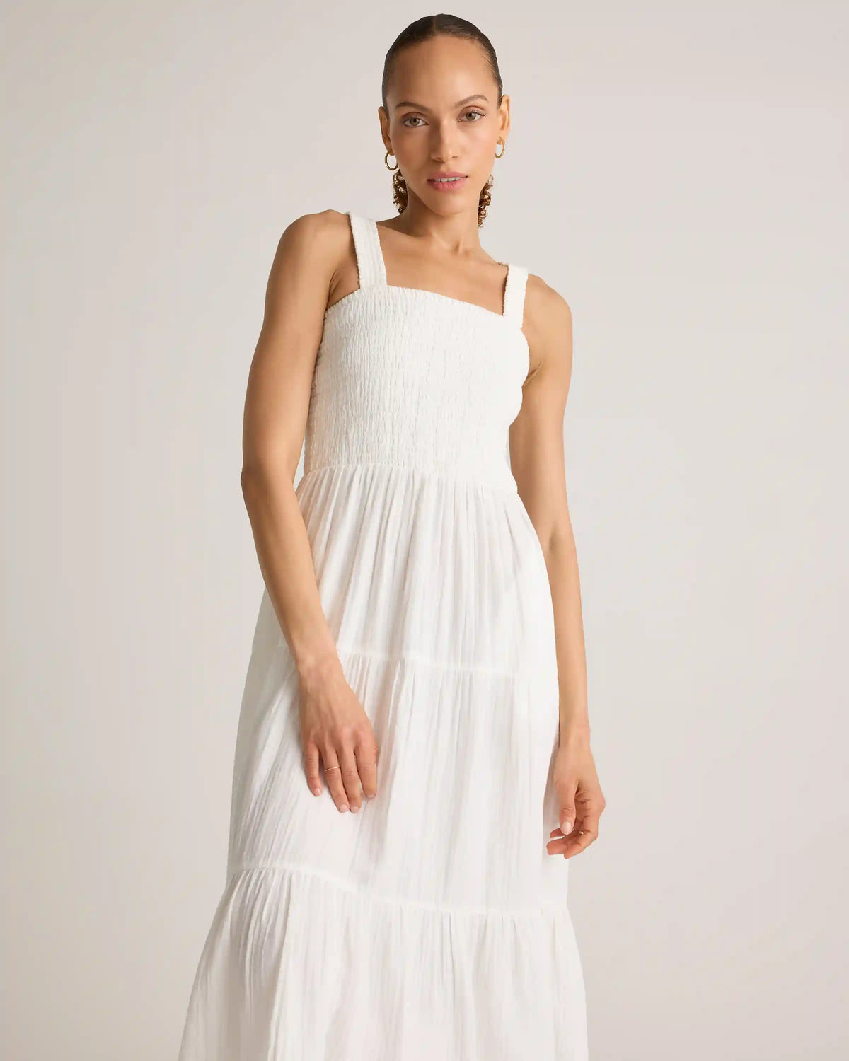 100% Organic Cotton Gauze Smocked Sleeveless Maxi Dress