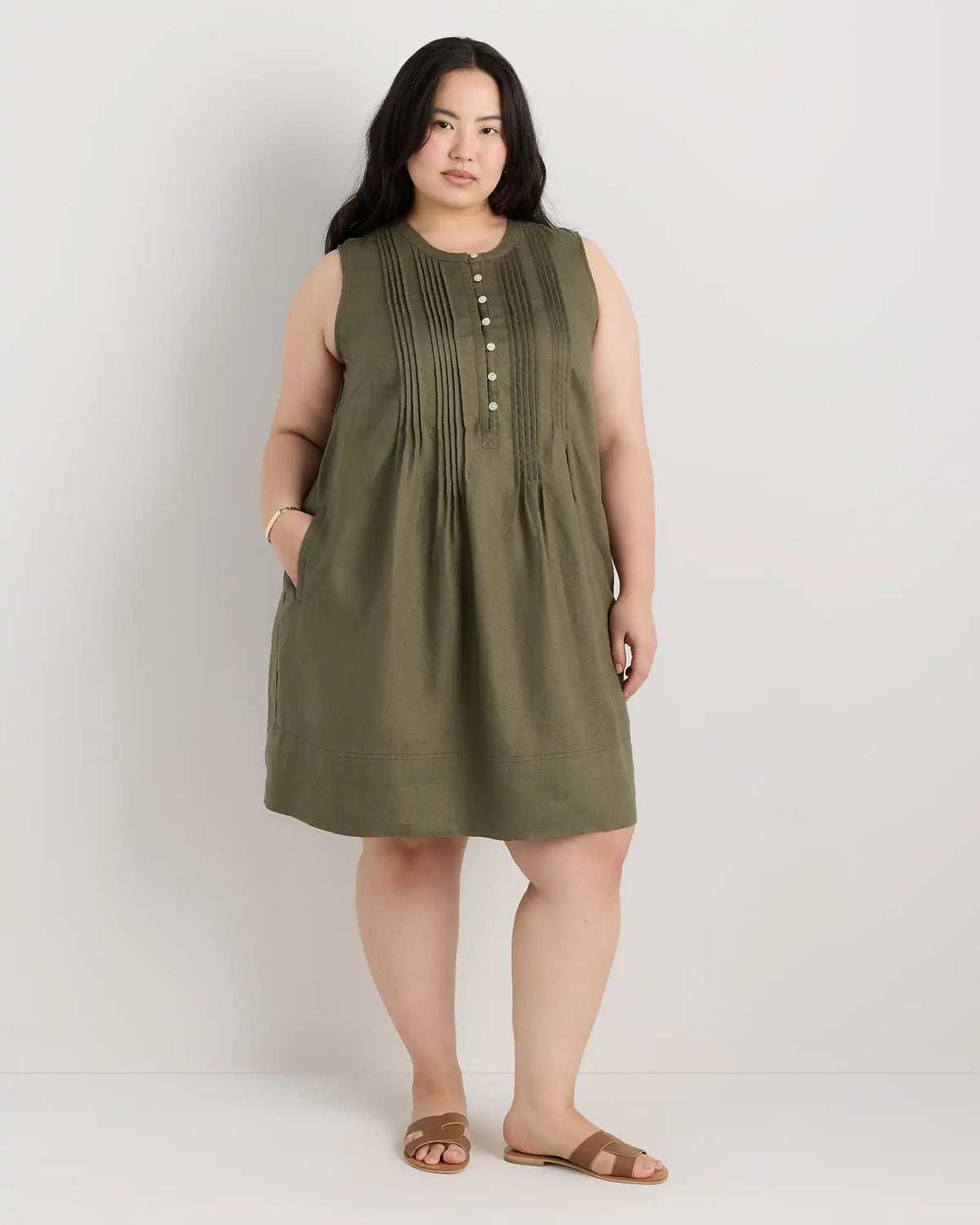 100% European Linen Sleeveless Swing Dress