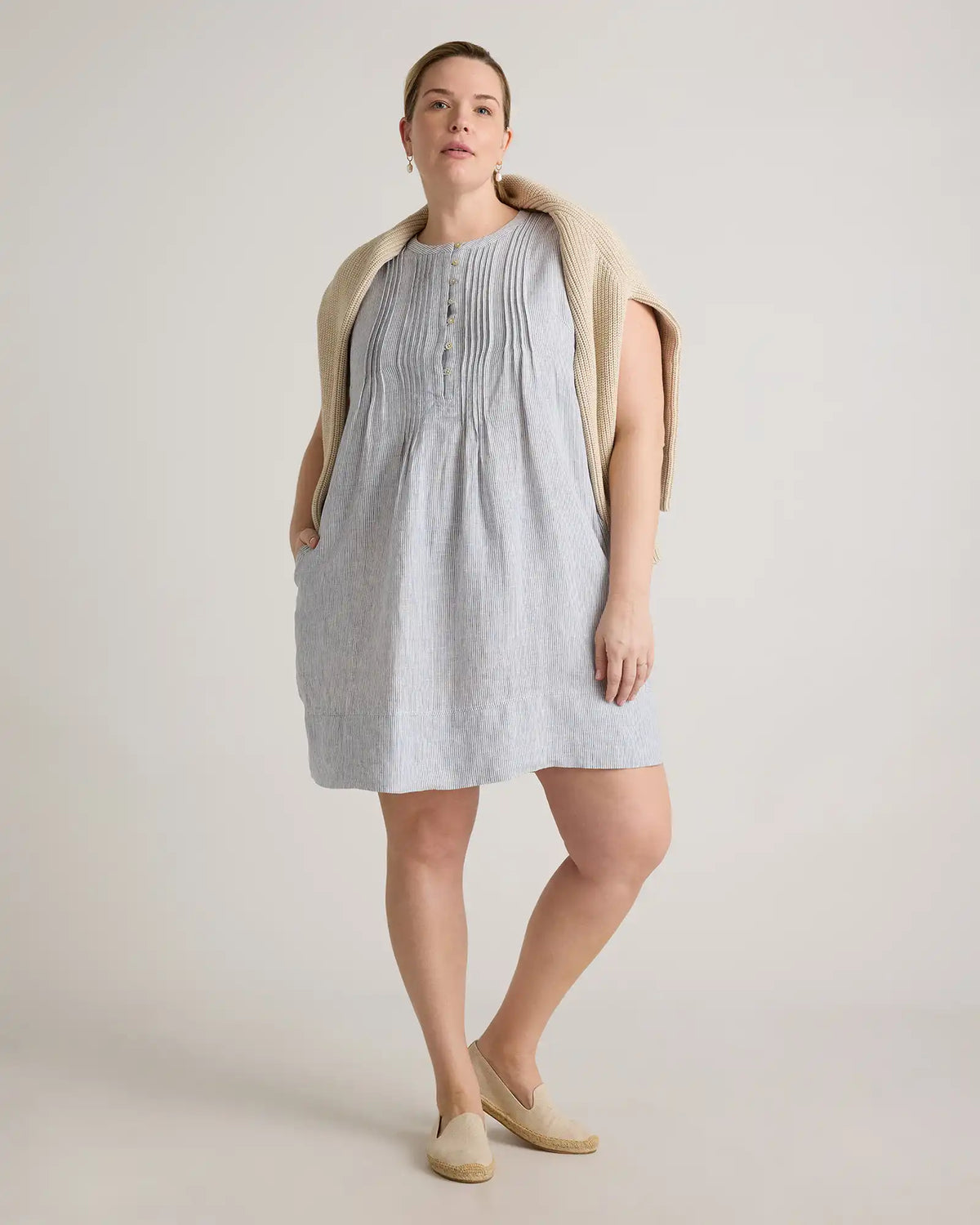 100% European Linen Sleeveless Swing Dress
