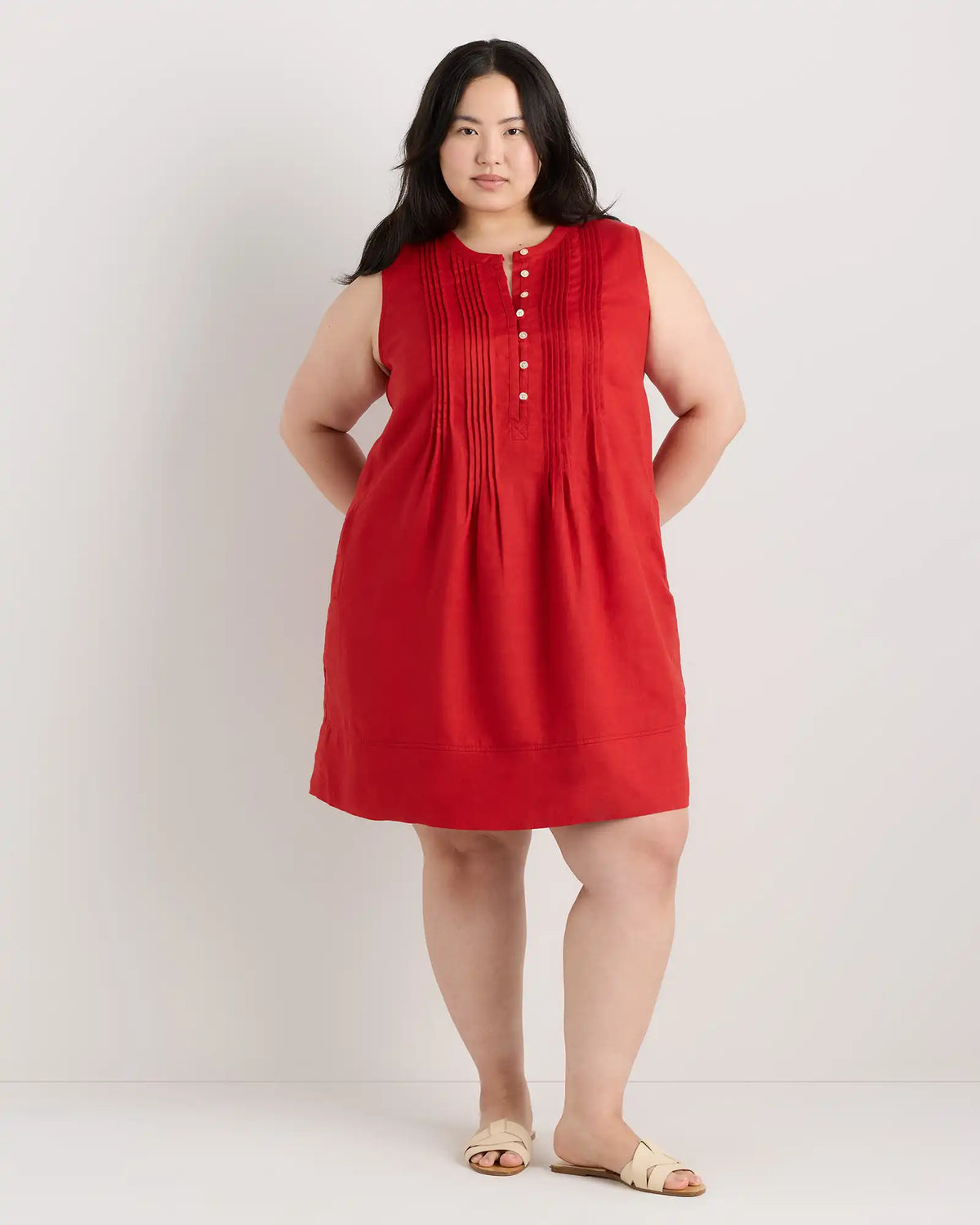 100% European Linen Sleeveless Swing Dress