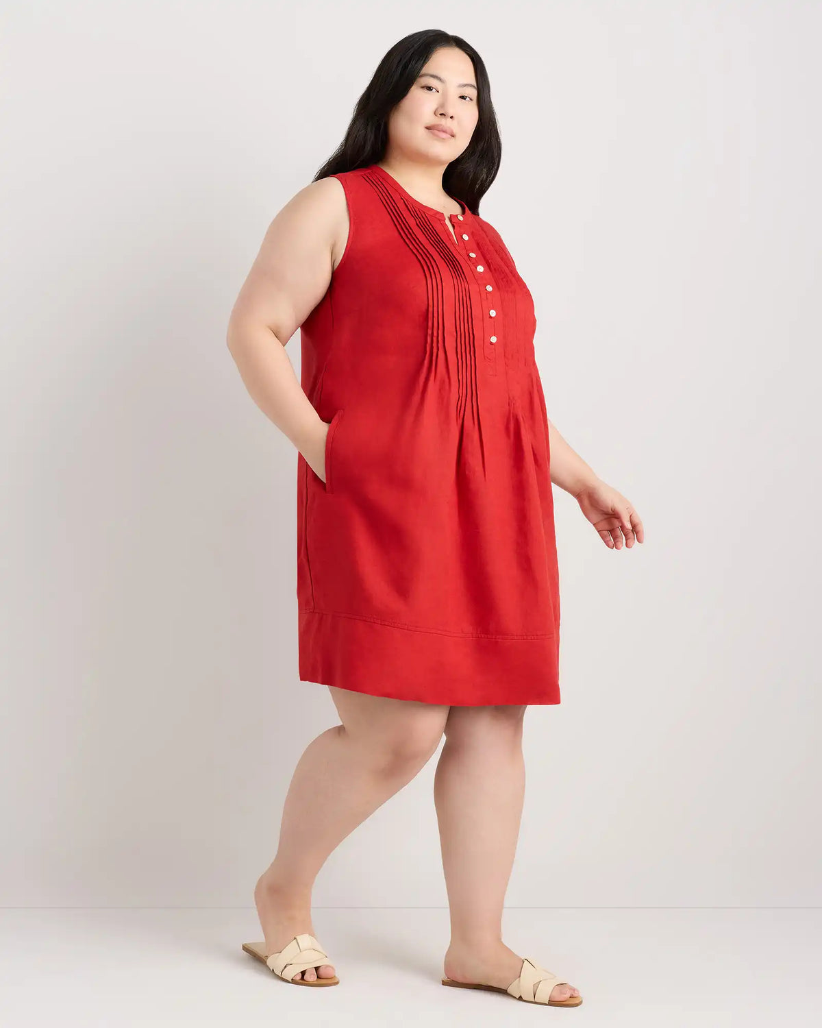 100% European Linen Sleeveless Swing Dress