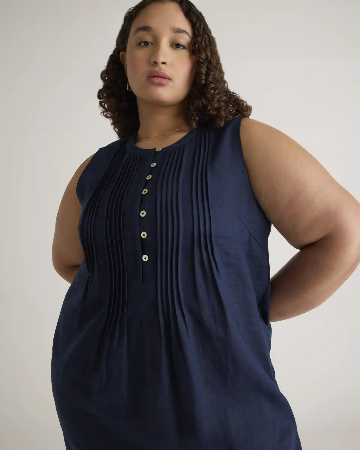 100% European Linen Sleeveless Swing Dress