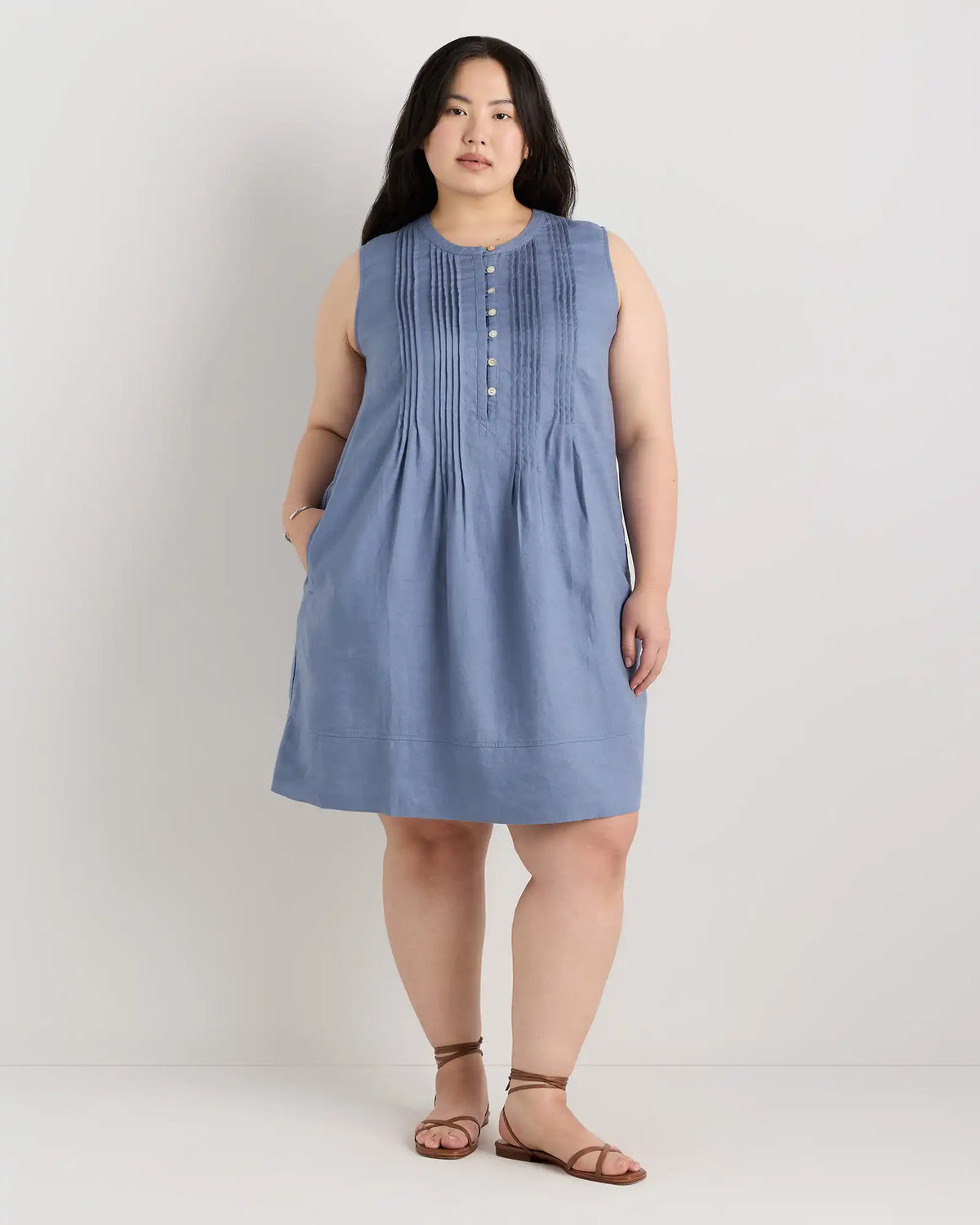 100% European Linen Sleeveless Swing Dress