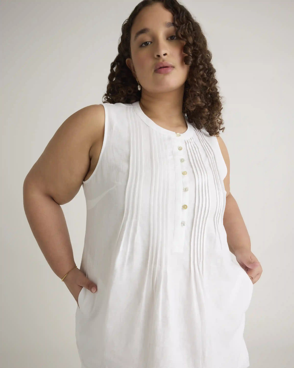 100% European Linen Sleeveless Swing Dress