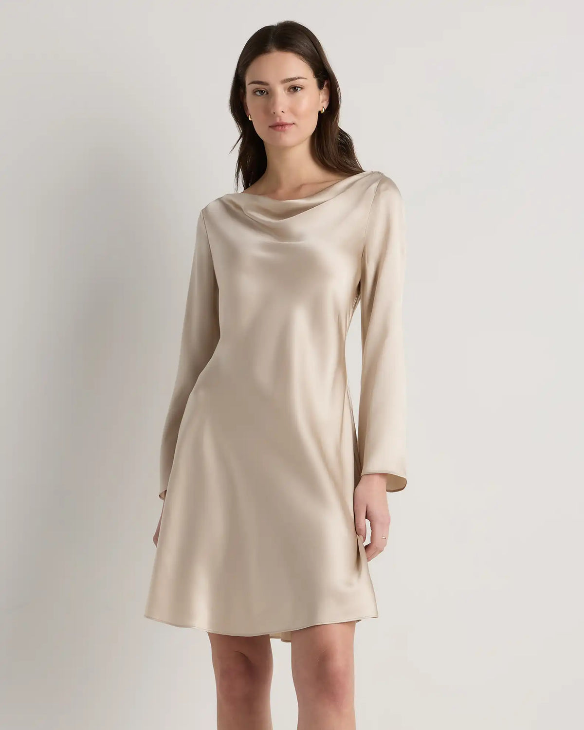 100% Washable Silk Long Sleeve Mini Dress