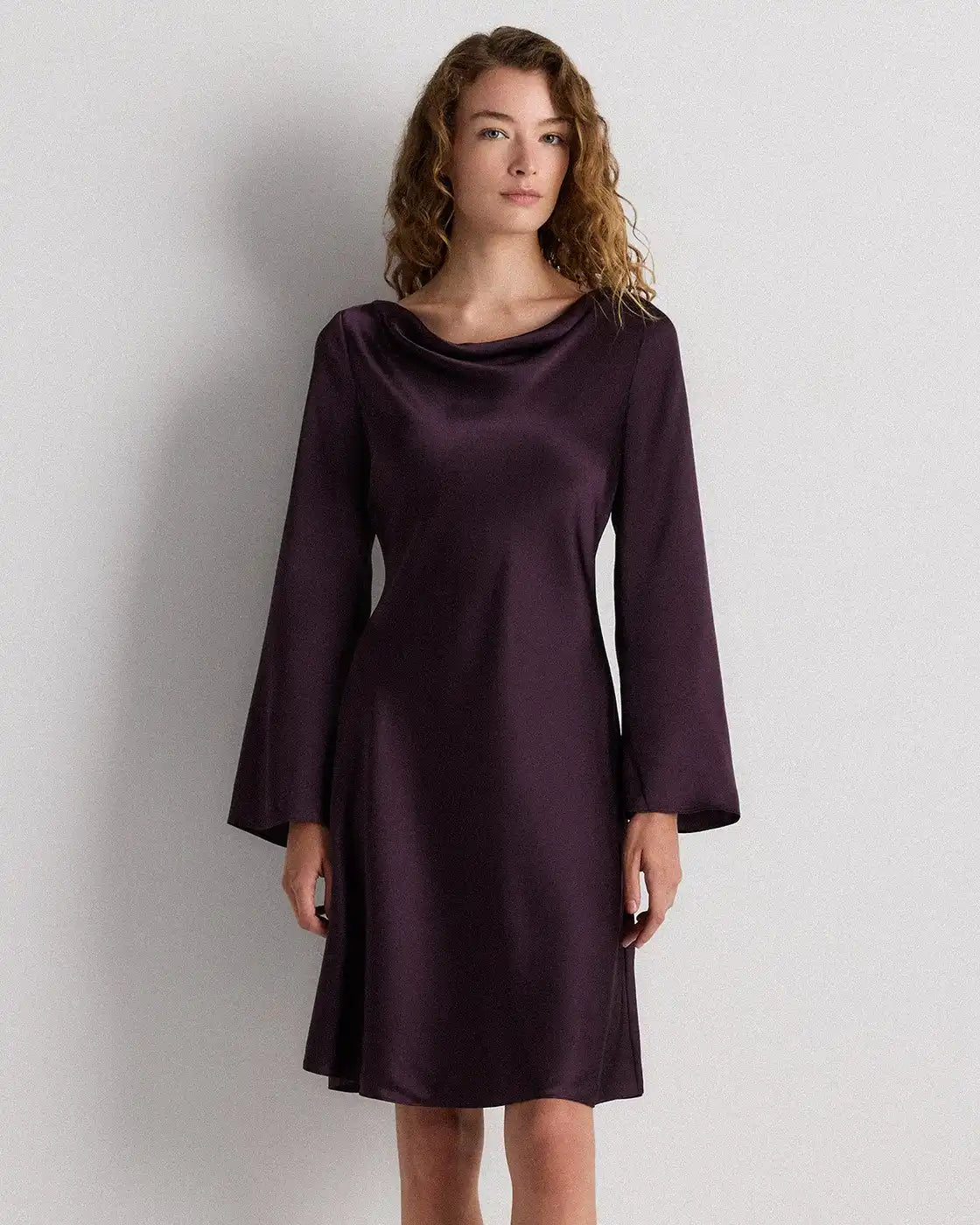 100% Washable Silk Long Sleeve Mini Dress