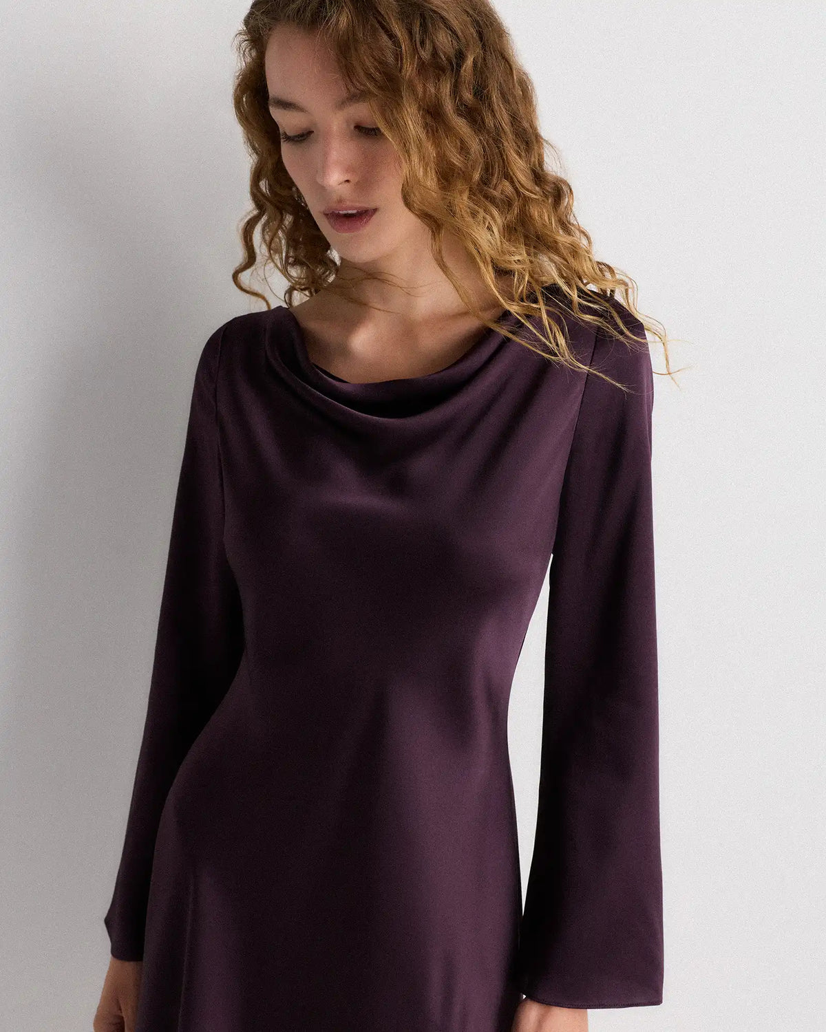 100% Washable Silk Long Sleeve Mini Dress