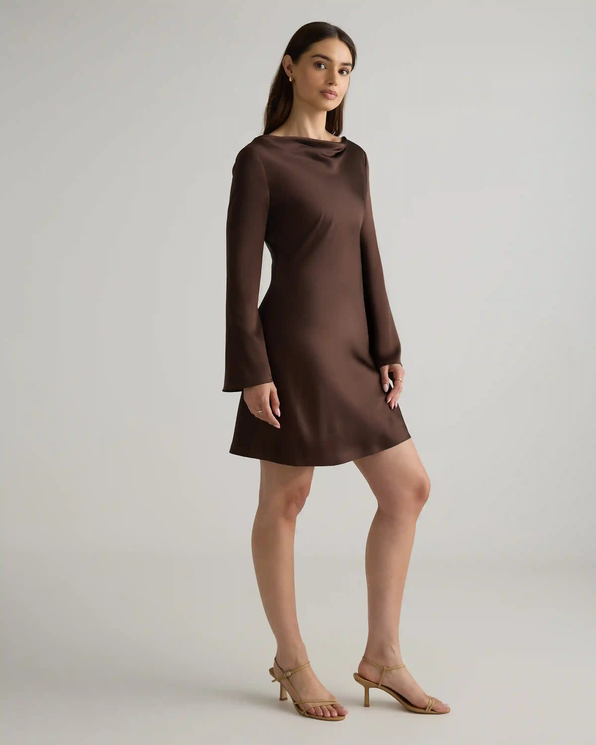 100% Washable Silk Long Sleeve Mini Dress