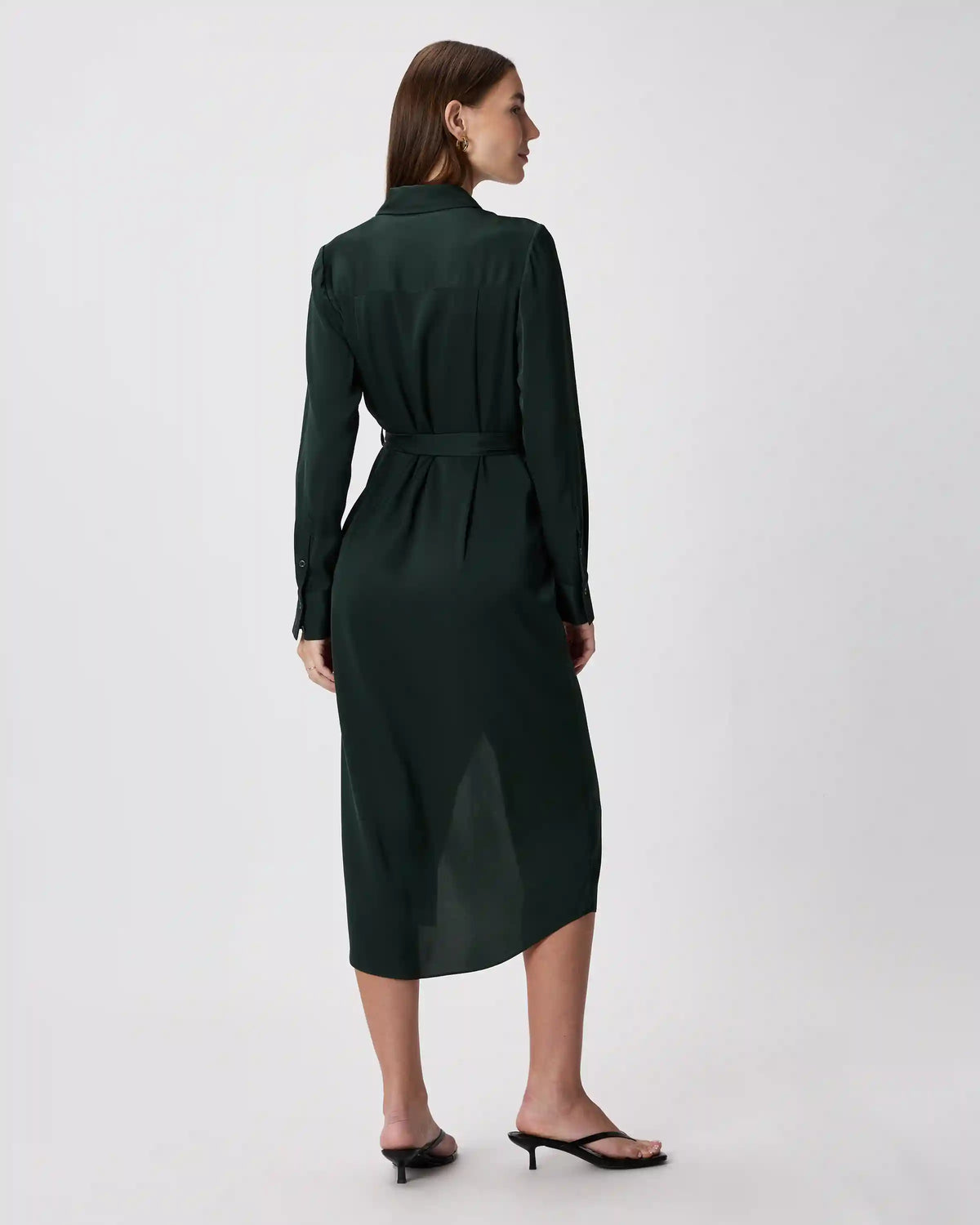 Washable Stretch Silk Maxi Shirt Dress