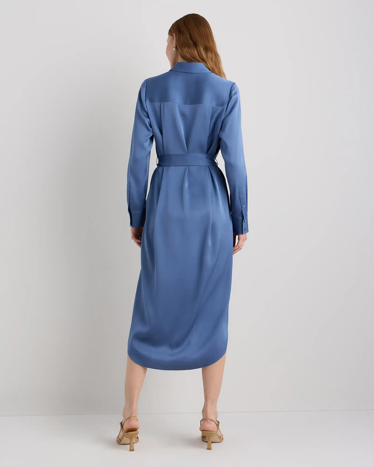 Washable Stretch Silk Maxi Shirt Dress