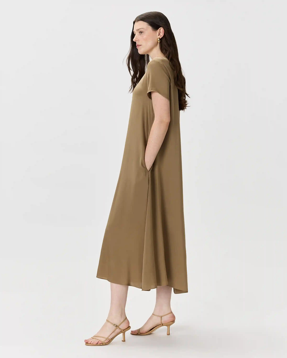 Washable Stretch Silk Voluminous Maxi Dress