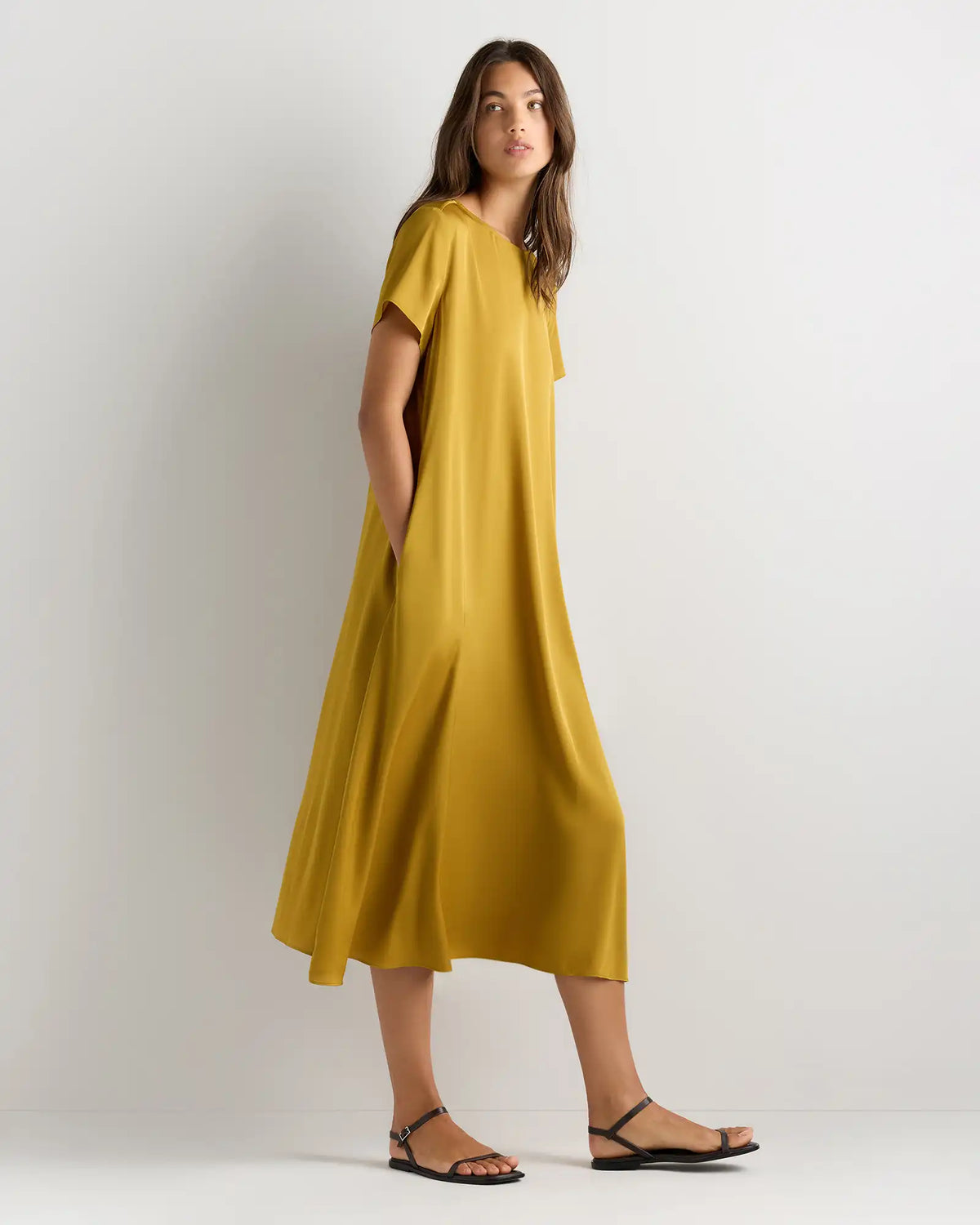 Washable Stretch Silk Voluminous Maxi Dress