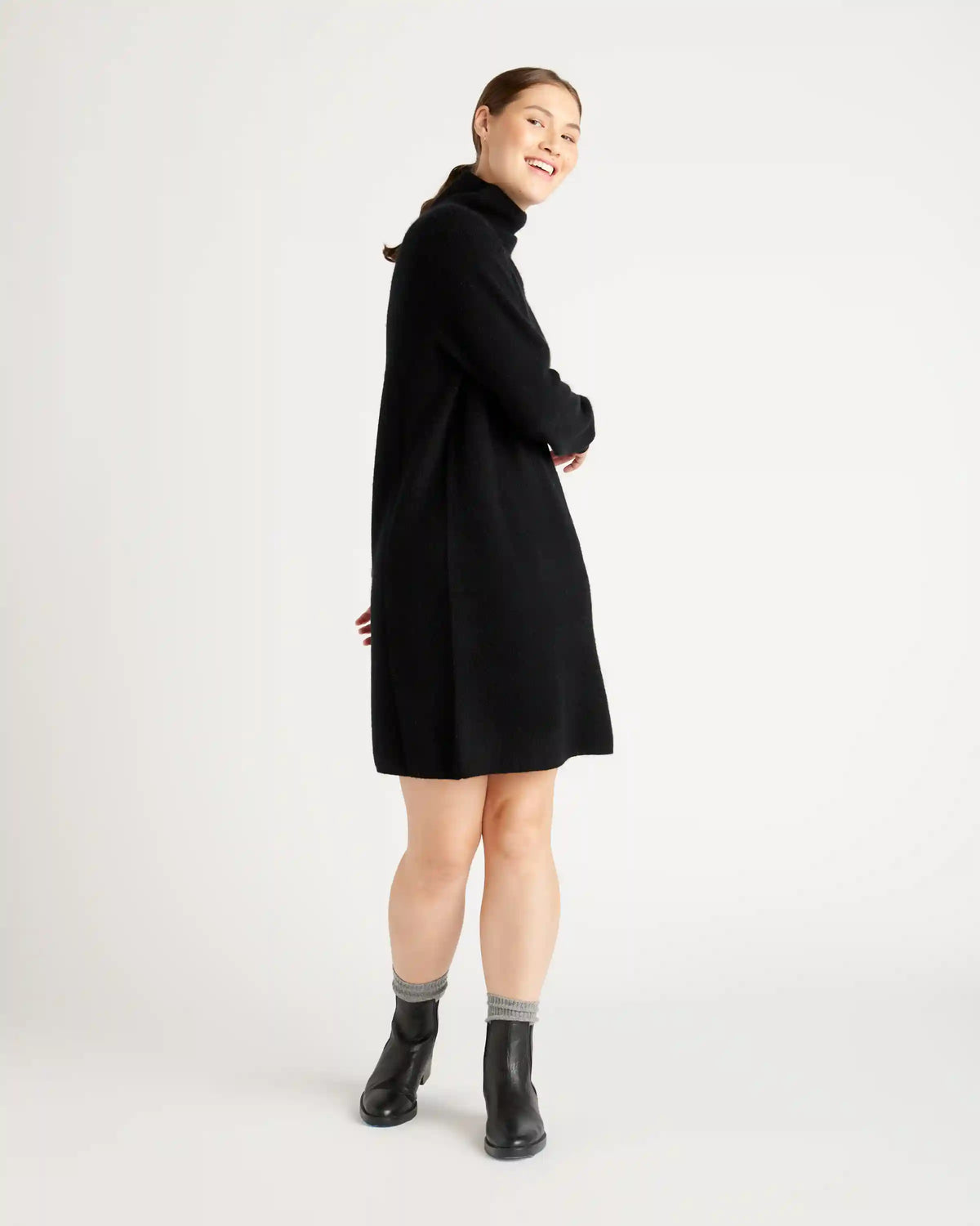 Mongolian Cashmere Textured Sweater Dress