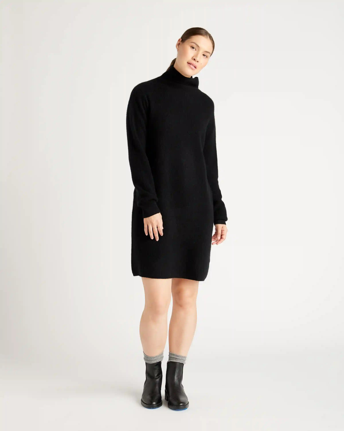 Mongolian Cashmere Textured Sweater Dress