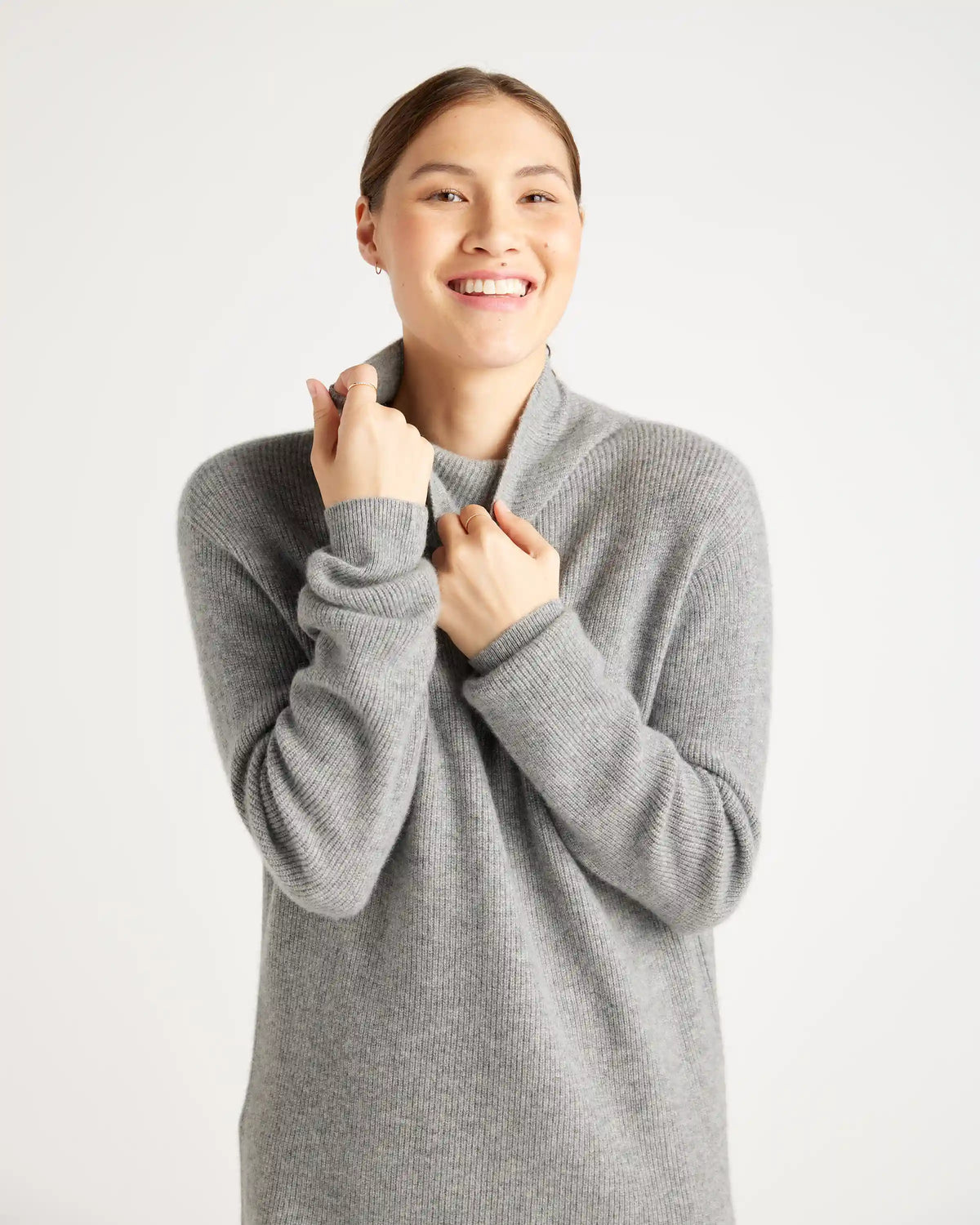 Mongolian Cashmere Textured Sweater Dress