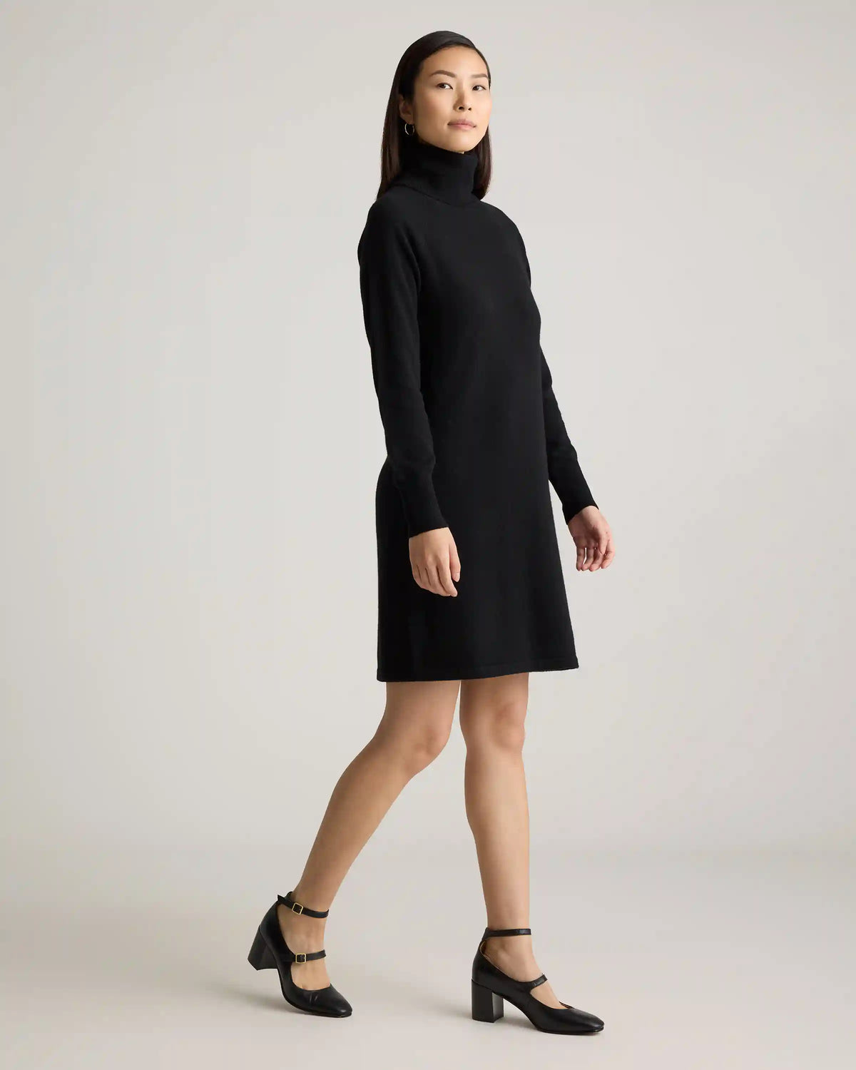Mongolian Cashmere Turtleneck Sweater Dress