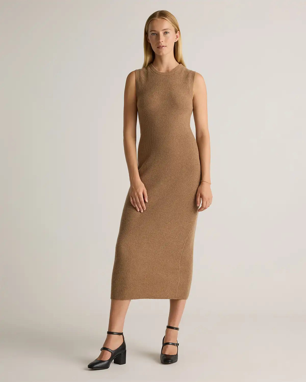 Mongolian Cashmere Sleeveless Midi Sweater Dress