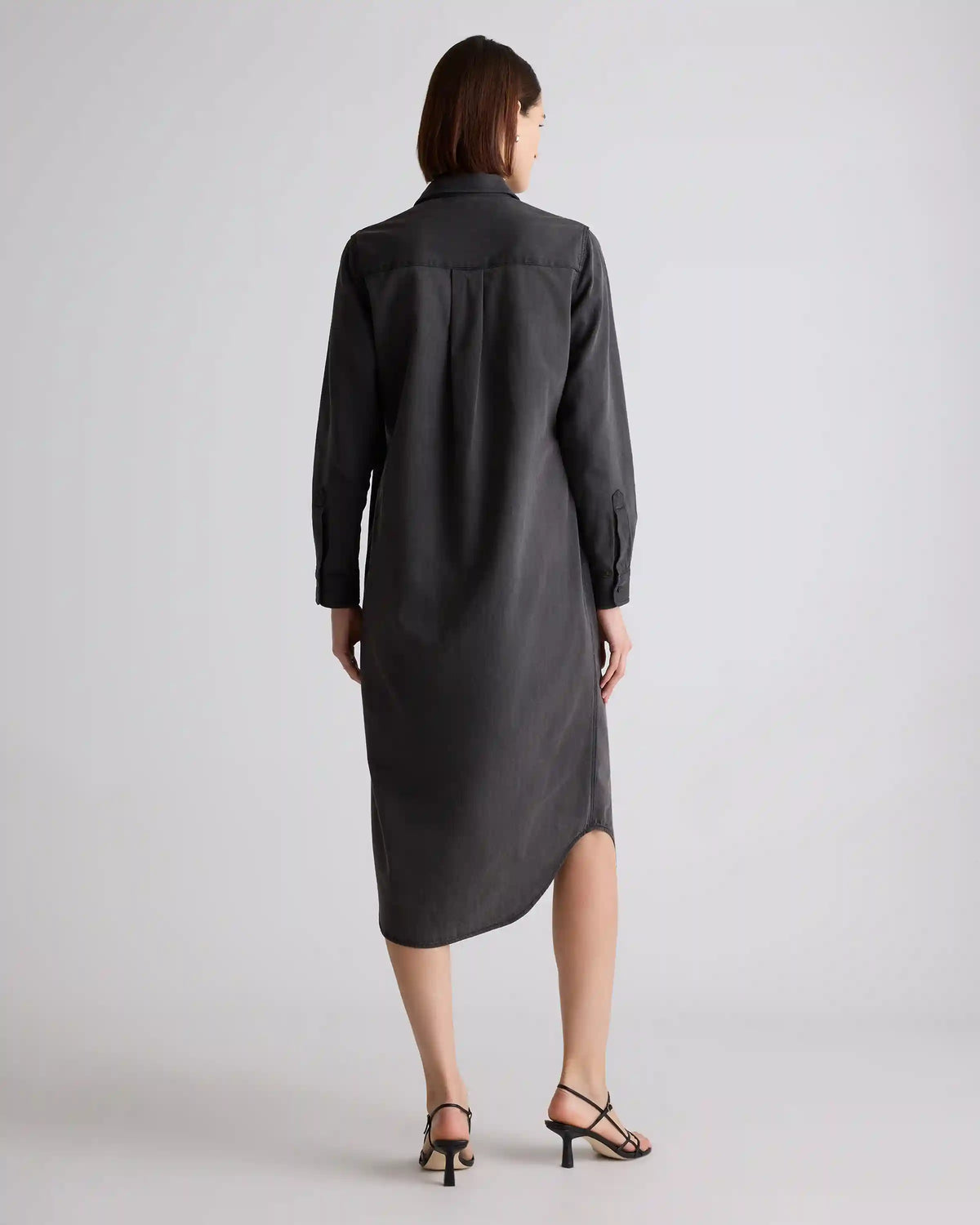 Distressed Denim Maxi Shirt Dress