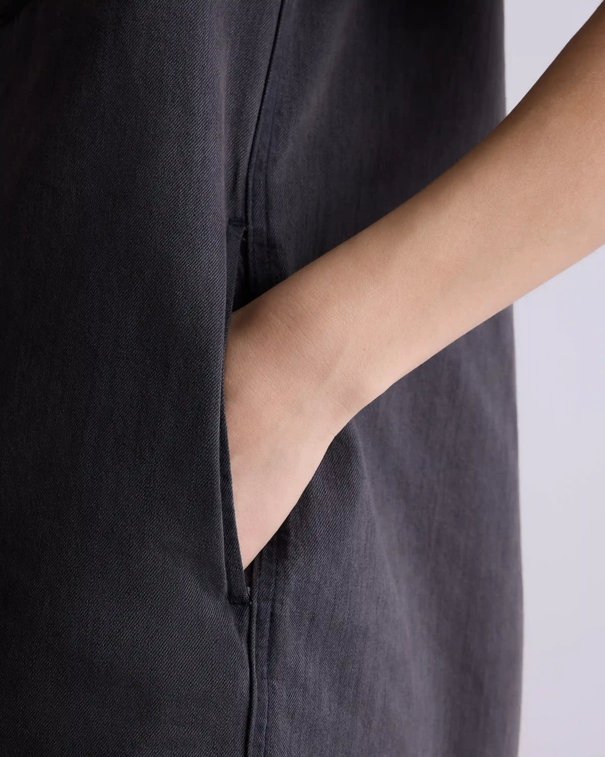 Distressed Denim Maxi Shirt Dress