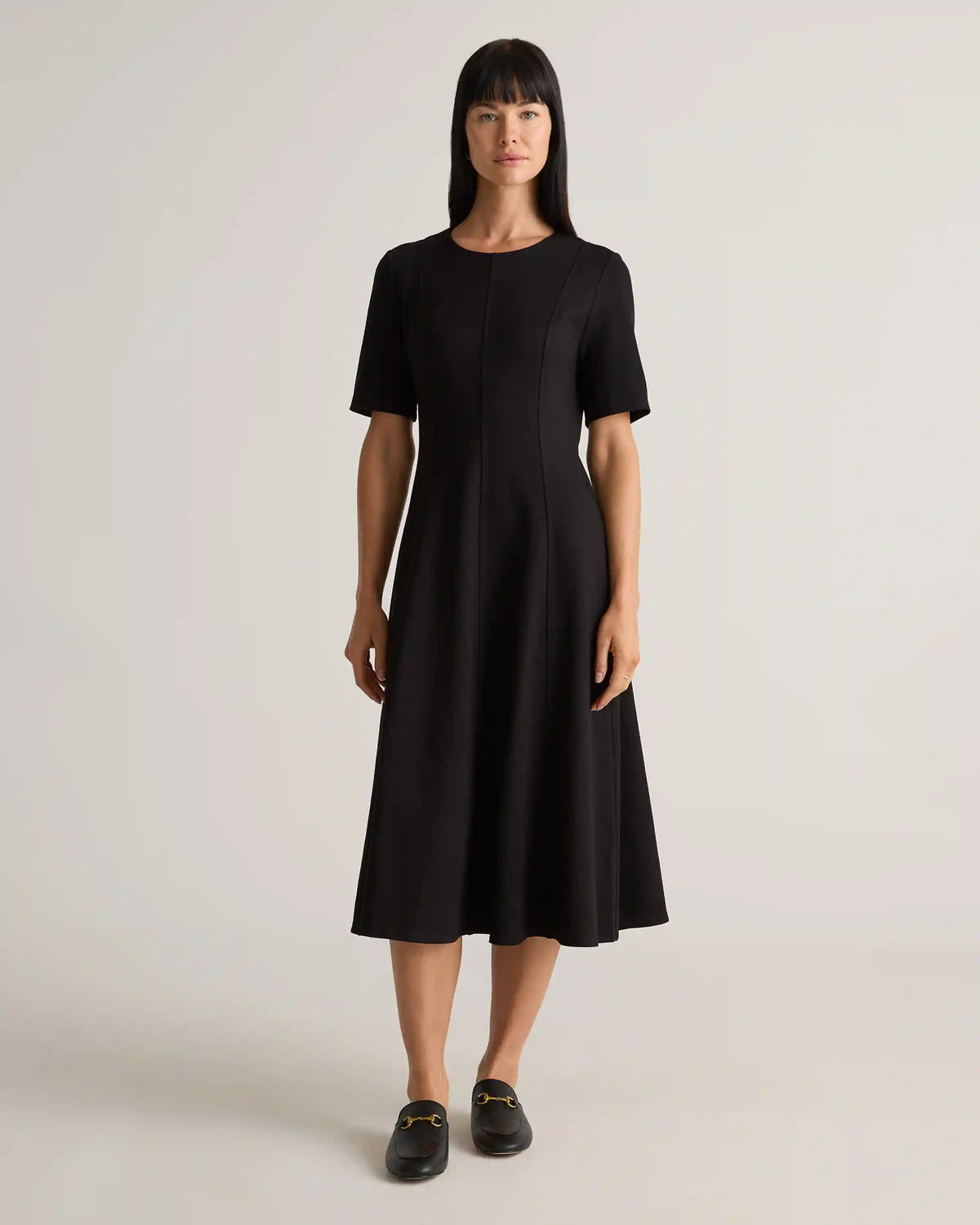 Ultra-Stretch Ponte Short Sleeve Midi Dress
