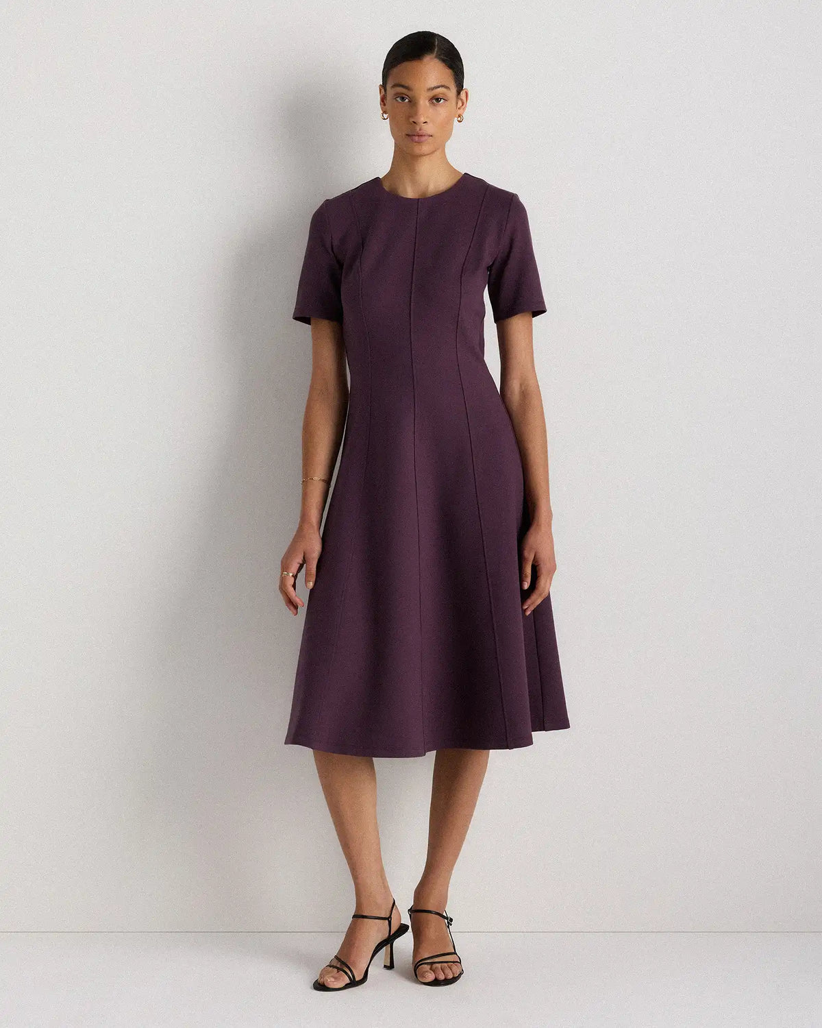 Ultra-Stretch Ponte Short Sleeve Midi Dress