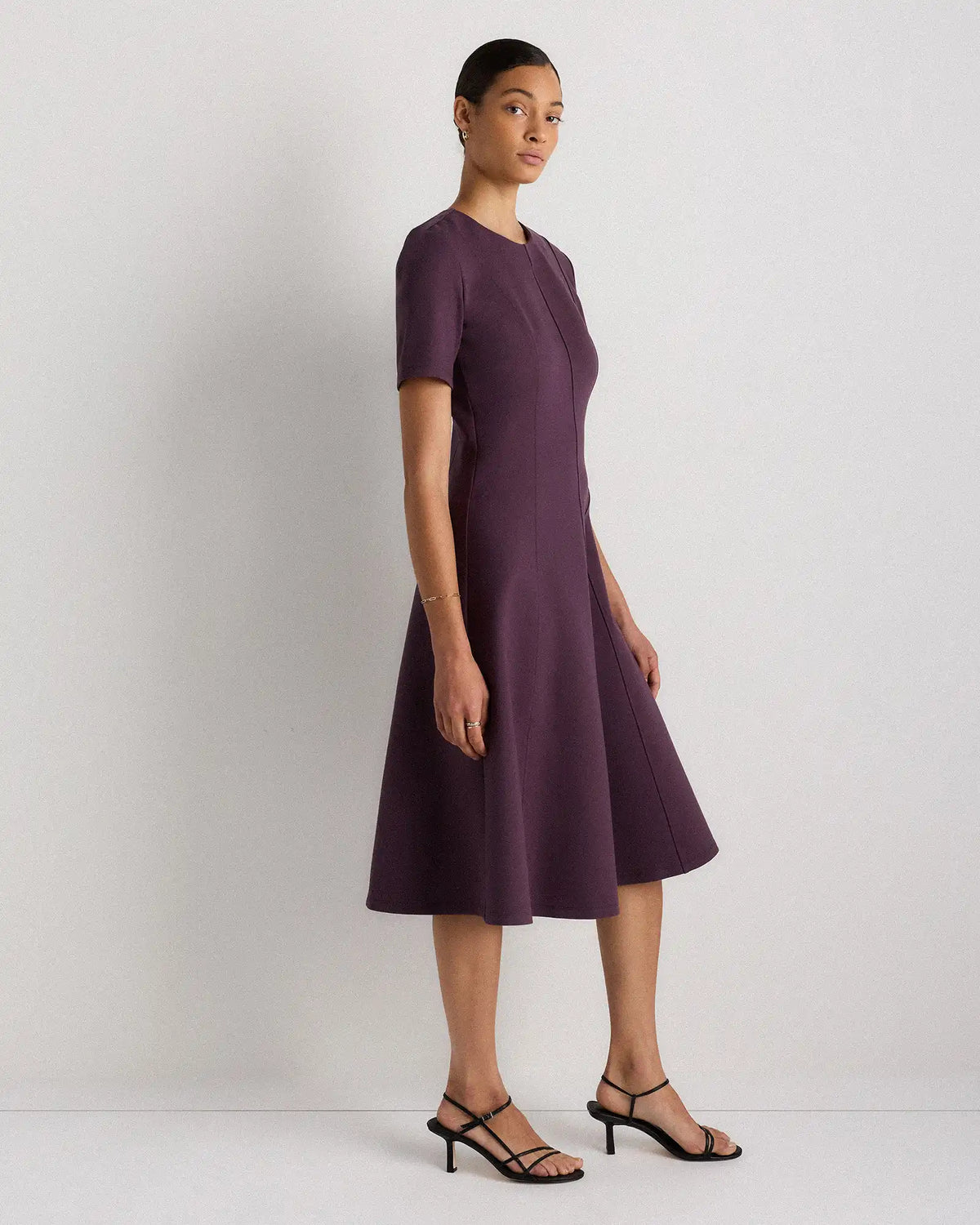 Ultra-Stretch Ponte Short Sleeve Midi Dress