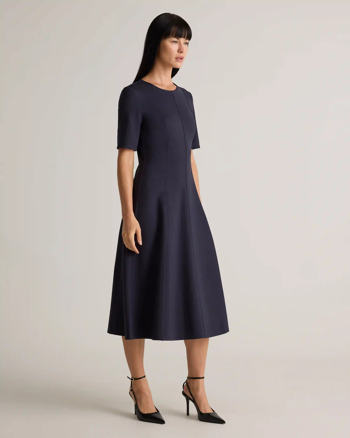 Ultra-Stretch Ponte Short Sleeve Midi Dress
