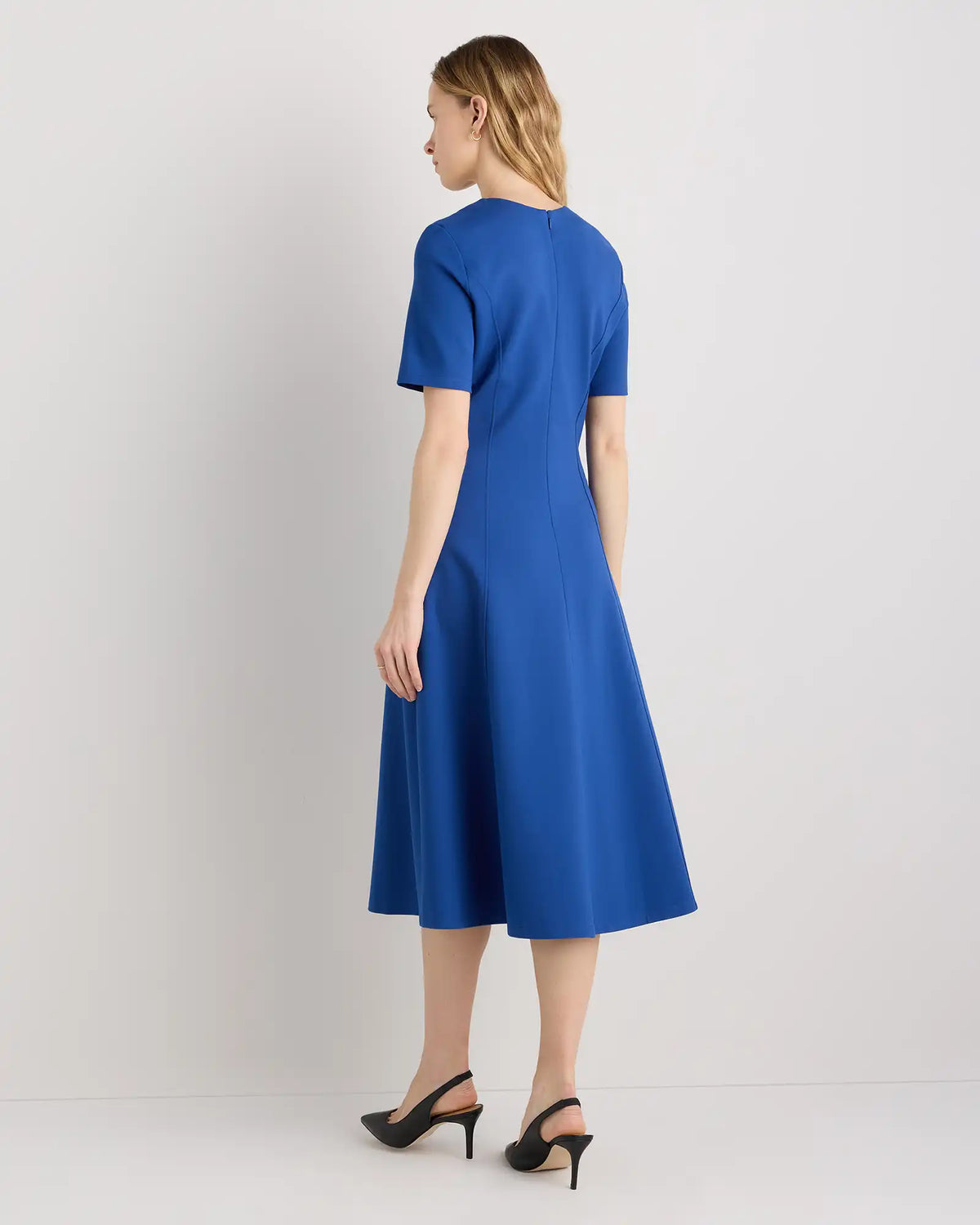 Ultra-Stretch Ponte Short Sleeve Midi Dress
