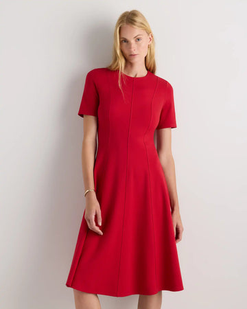 Ultra-Stretch Ponte Short Sleeve Midi Dress