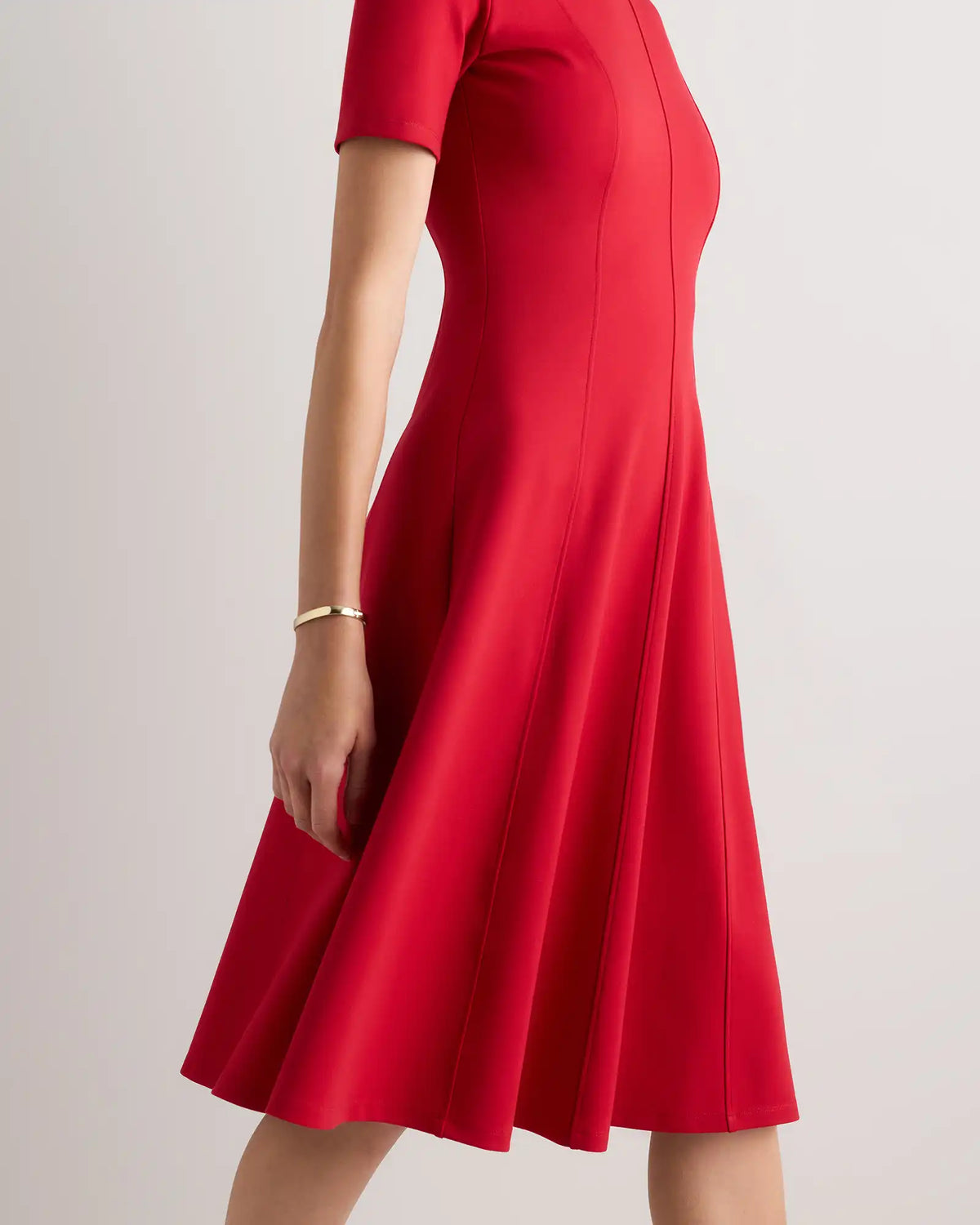 Ultra-Stretch Ponte Short Sleeve Midi Dress
